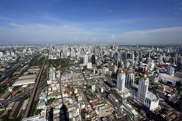 Aerial general view of buildings on the skyline in Bangkok, Thailand