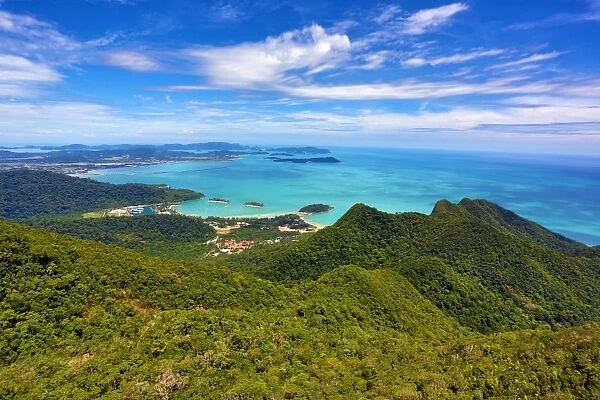 Aerial view of Langkawi looking towards Pantai Cenang, Malaysia