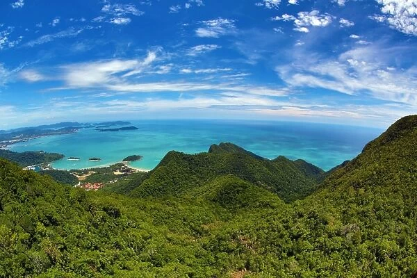 Aerial view of Langkawi looking towards Pantai Cenang, Malaysia