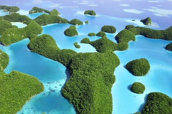 Aerial view of the Seventy Islands, Republic of Palau, Micronesia, Pacific Ocean