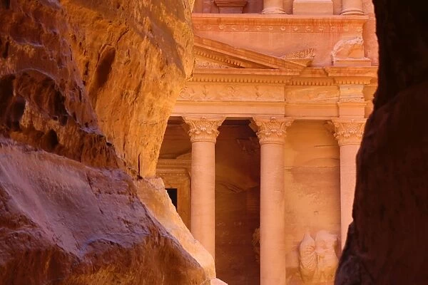 Al-Khazneh, the Treasury from the Siq canyon, Petra, Jordan
