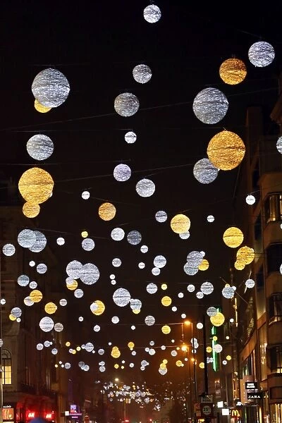 Bals and Orbs of Oxford Street Christmas lights in London
