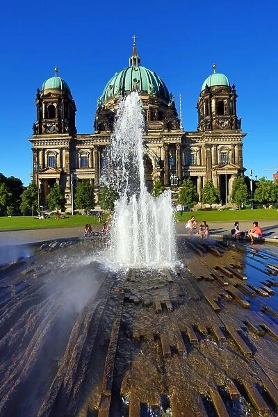 Berlin Cathedral, the Berliner Dom and fountain in Berlin, Germany