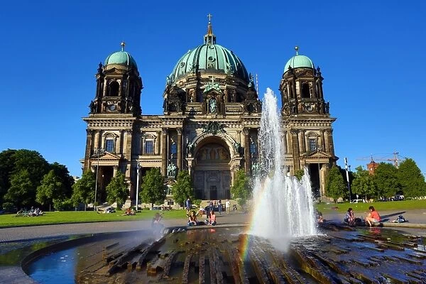 Berlin Cathedral, the Berliner Dom and fountain in Berlin, Germany