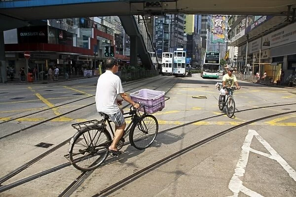 Bicycles in the street, Hong Kong, China