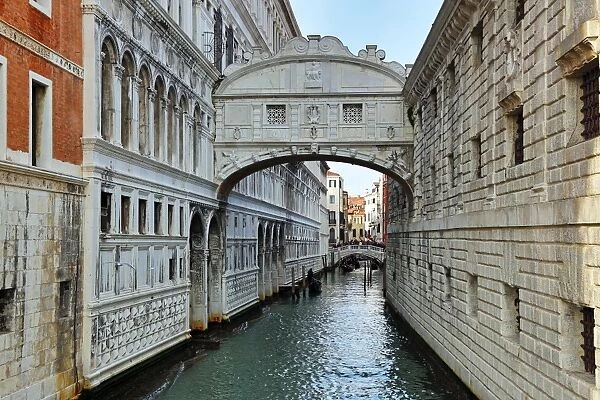 Bridge of Sighs, Ponte dei Sospiri, over a canal in Venice, Italy