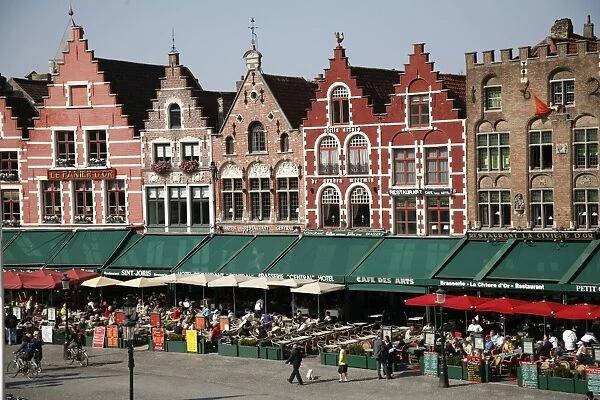 Bruges, Belgium. Medieval style houses in the Market Square, Bruges, Belgium