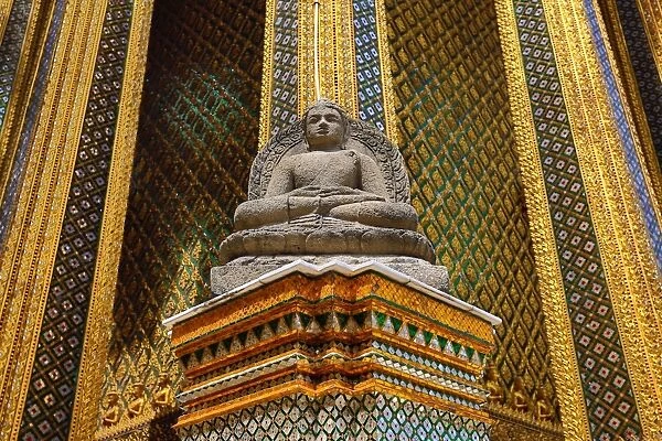 Buddha Statue on Phra Mondop, Wat Phra Kaew, Temple of the Emerald Buddha Complex, Bangkok, Thailand