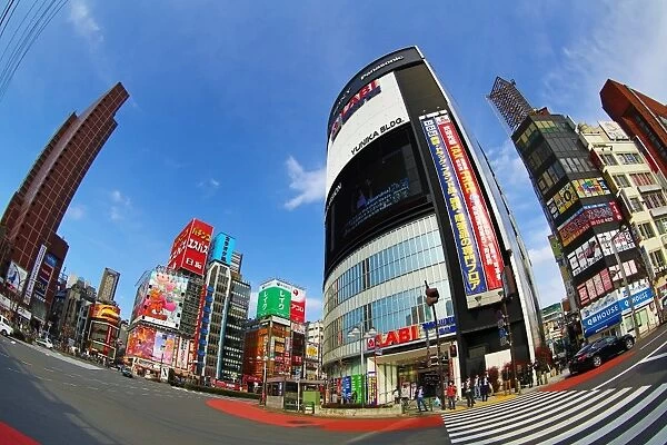 Buildings and advertising signs in Shinjuku in Tokyo, Japan