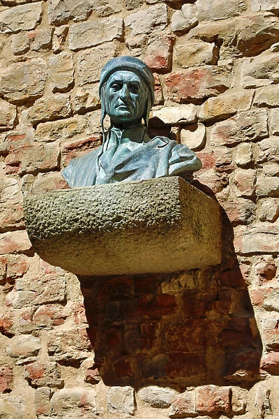 Bust of Dante Alighieri outside the Museo Casa di Dante, Dantes House Museum