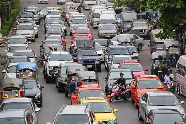 Cars and traffic jam during rush hour, Bangkok, Thailand