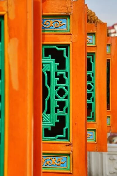 Carved window shutters on the Thean Hou Chinese Temple, Kuala Lumpur, Malaysia