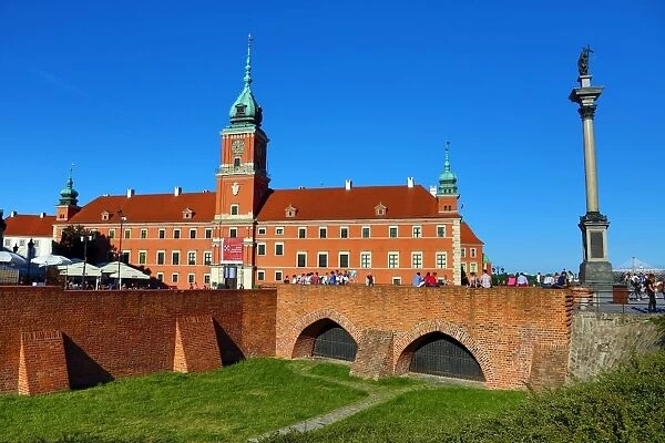 Castle Square with Sigismunds (Zygmund s) Column and the Royal Castle in Warsaw, Poland