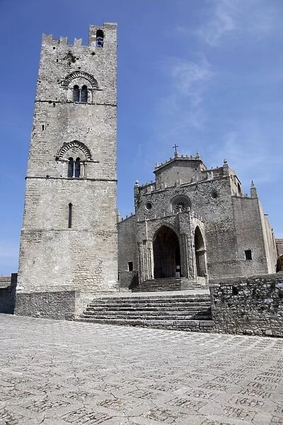 The Cathedral Church and Bell Tower in Erice, Sicily, Italy