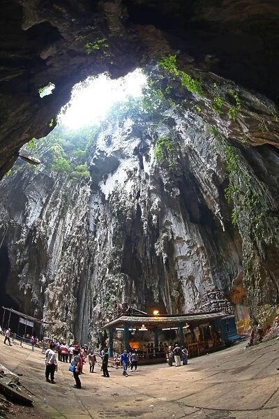 The Cathedral or Temple Cave at the Batu Caves, a Hindu shrine in Kuala Lumpur, Malaysia