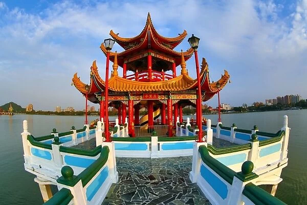 Chinese Pagoda on the Spring and Autumn Pavilions complex, Lotus Pond, Kaohsiung, Taiwan