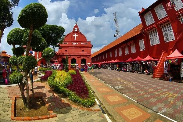 Christ Church in Dutch Square, known as Red Square, in Malacca, Malaysia