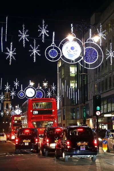 Christmas decorations and lights in the Strand in London, England