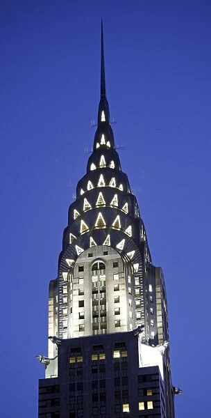The Chrysler Building illuminations at night in New York, United States of America