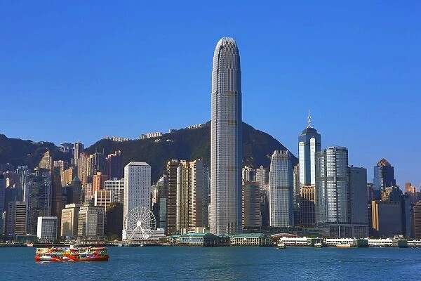 The city skyline of Central across Victoria Harbour in Hong Kong, China
