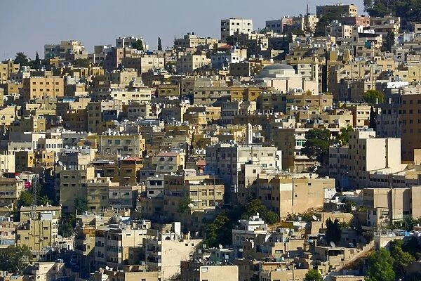 Cityscape of houses and buildings in the Old City, Amman, Jordan