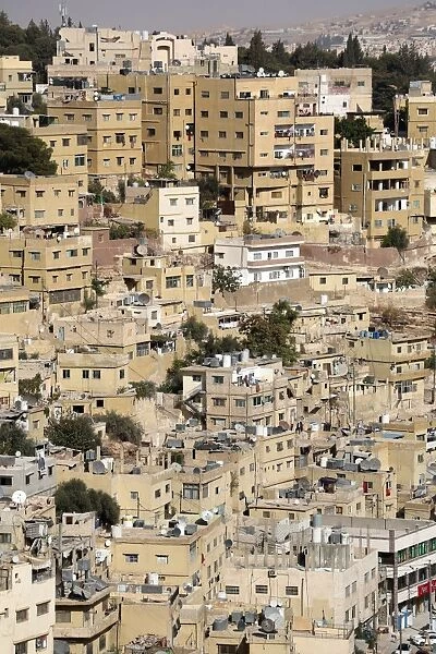 Cityscape of houses and buildings in the Old City, Amman, Jordan