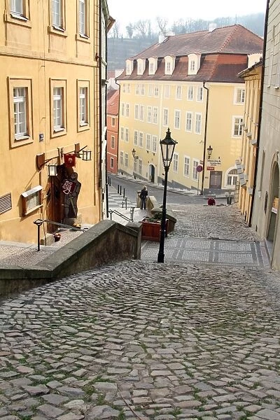 Cobbled street in Mala Strana in Prague