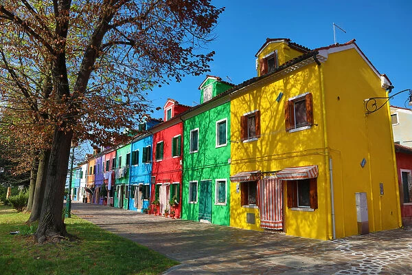Colourful houses on the island of Burano, Venetian Lagoon, Venice, Italy