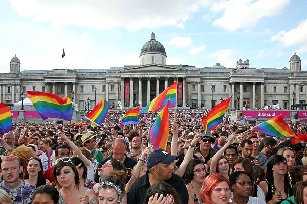 Crowds at Trafalgar Square at London Pride Parade 2009