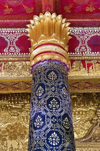 Decorated pillars in Wat Mai Suwannaphumaham (aka Vat May) Temple, Luang Prabang, Laos