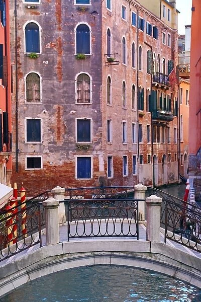 Deserted bridge over a canal in Venice, Italy