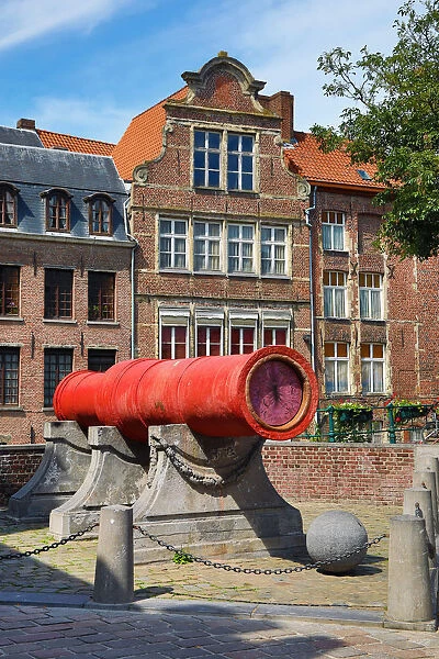The Dulle Griet red cannon also known as Mad Meg in Grootcanonplein, Ghent, Belgium