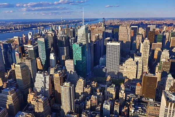 General aerial view of the New York Manhattan city skyline, New York. America