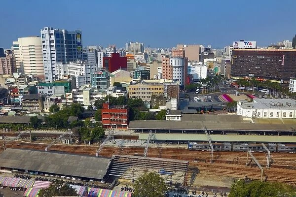 General skyline view of Tainan and Tainan railway station, Tainan, Taiwan