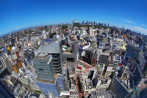General view of the city skyline of Shinjuku seen from Shibuya, Tokyo, Japan