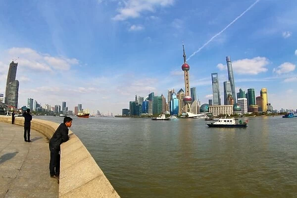 General view of the Pudong city skyline in Shanghai with the Oriental Pearl TV Tower, Shanghai, China