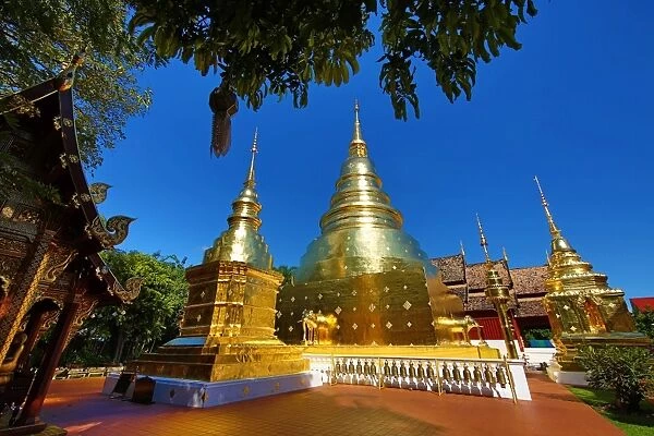 Gold chedi at Wat Phra Singh Temple in Chiang Mai, Thailand