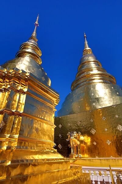 Gold chedi at Wat Phra Singh Temple in Chiang Mai, Thailand