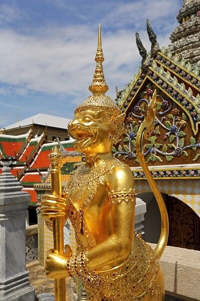 Golden Kinnara statue, Wat Phra Kaew, Temple of the Emerald Buddha Complex, Bangkok, Thailand