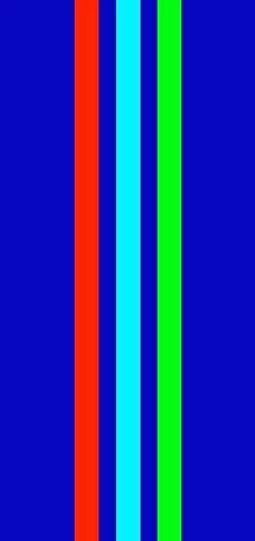 Graphic colour design, blue background and coloured lines and stripes