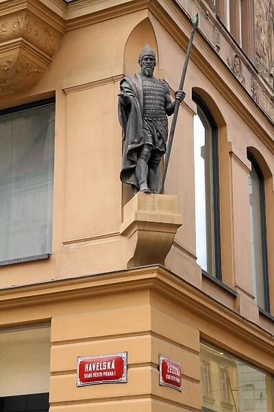 Havelska in Prague. Statue on a building in Havelska in Prague, Czech Republic