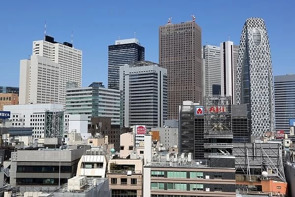 High rise office buildings in Shinjuku city skyline in Tokyo, Japan