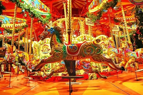 Horse on a Merry go round carousel in London