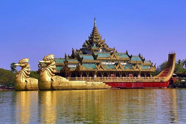 Karaweik Palace floating restaurant, Kandawgyi Lake, Yangon, Myanmar