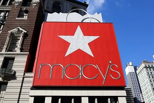 Macys Department Store and red sign, New York City, New York, USA