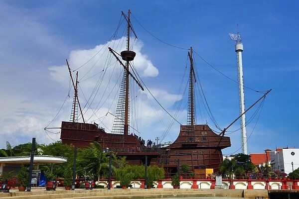 Malacca Maritime Mueum in a replica of the Flora de la Mar sailing ship in Malacca, Malaysia