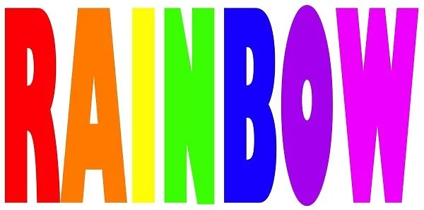 Multicoloured rainbow word mug