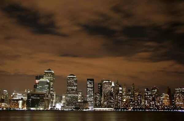 New York, America. New York Skyline at night in New York, America