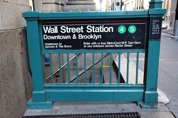 New York Subway station in Wall Street, New York. America