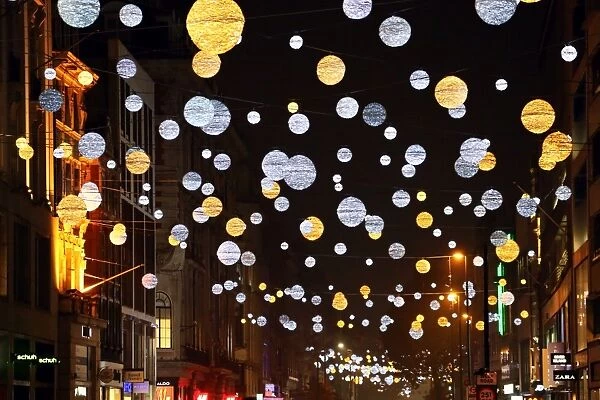 Orbs and balls of Oxford Street Christmas lights in London